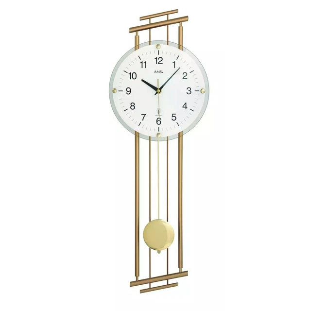 Pendule murale en métal et bois avec mécanisme apparent 57cm