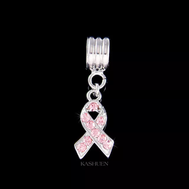 Pink Brustkrebs-Früherkennung Band ~ mit Swarovski Kristall Armband Anhänger
