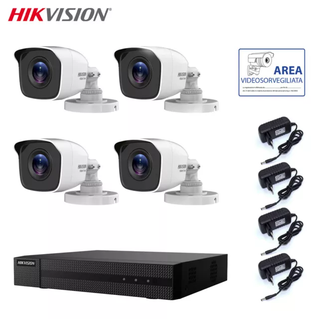 Kit Videosorveglianza Hikvision Dvr 4 Canali 4 Telecamere 2 Mpx