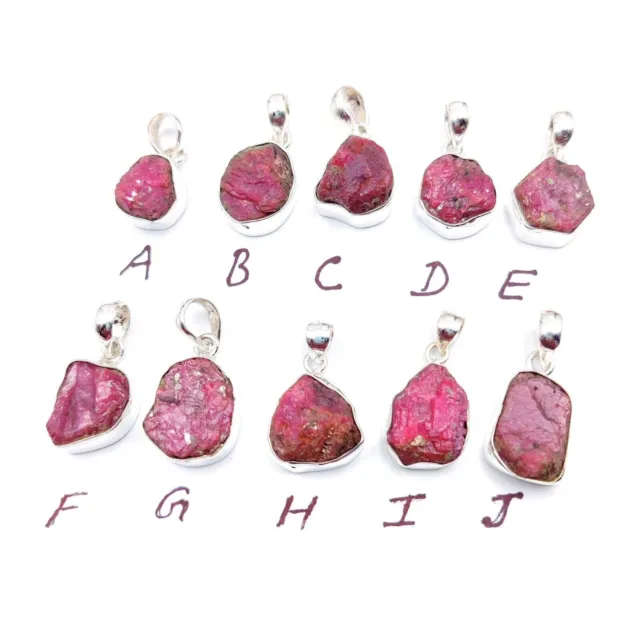 Pendentif brut Ruby NATUREL, pendentif brut naturel, pendentif en argent...