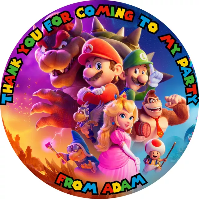 Personalised Super Mario Brothers LARGE GLOSS Party Bag Stickers Sweet Cone