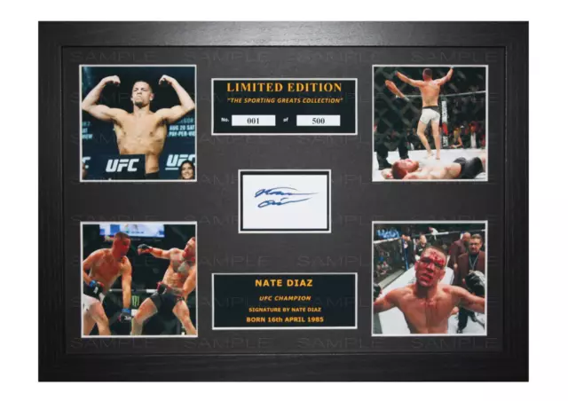 Nate Diaz Signed Ltd Edition Framed Picture Memorabilia