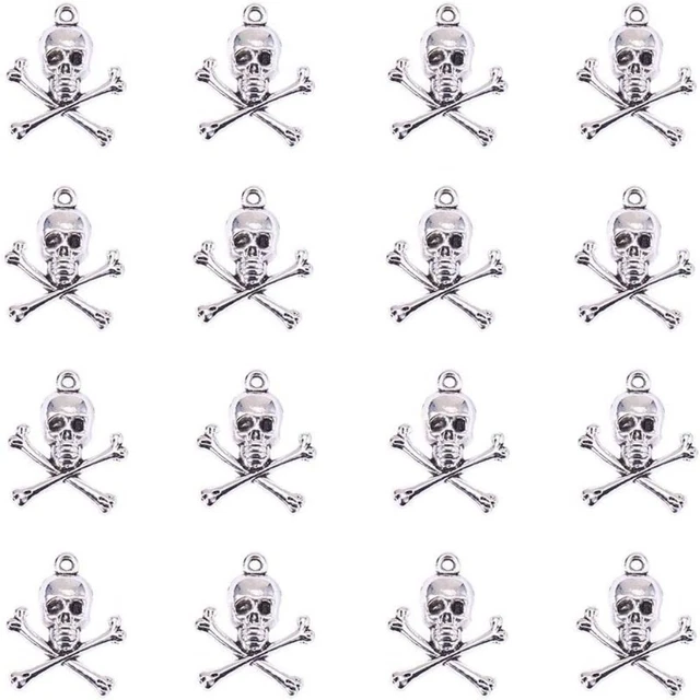 Antikes Silber Piraten-Stil Schädel-Anhänger  Für die Schmuck herstellung
