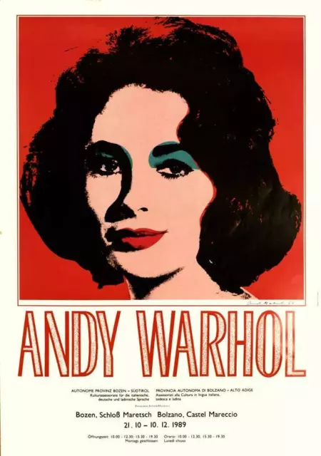 Póster Original Liz Elizabeth Taylor Andy Warhol Retrospectiva En Italia 1989