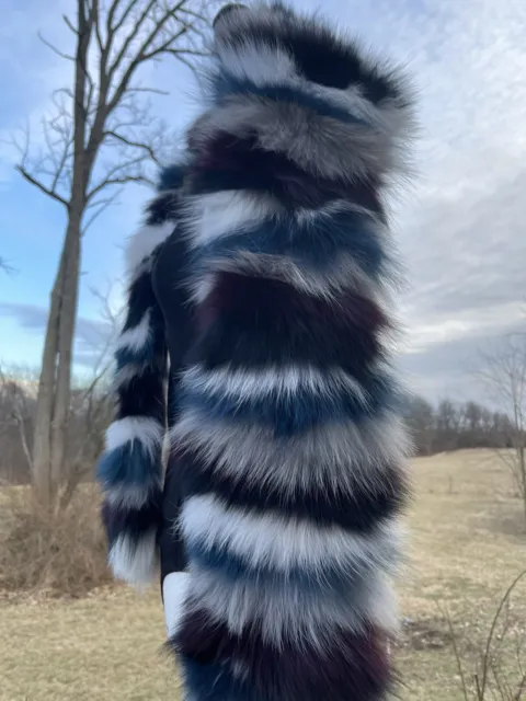 Jocelyn Multi Stripe Fox Fur Scarf  NWT $440