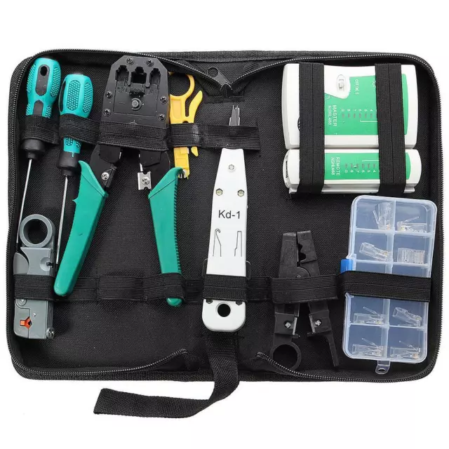 Analyzer Network Cable Tool Kit LAN Crimper Punch Down Wire Stripper Cat5 6 RJ45