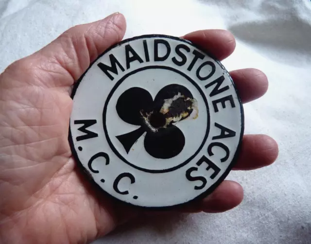 Vintage Enamel Badge Car Grille Radiator M.C.C. Maidstone Motorcycle Club Aces