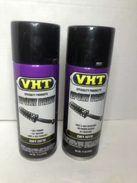 2 VHT SP650 Gloss Black Epoxy All-Weather Paint Cans - Rust Resist - 11 oz Spray