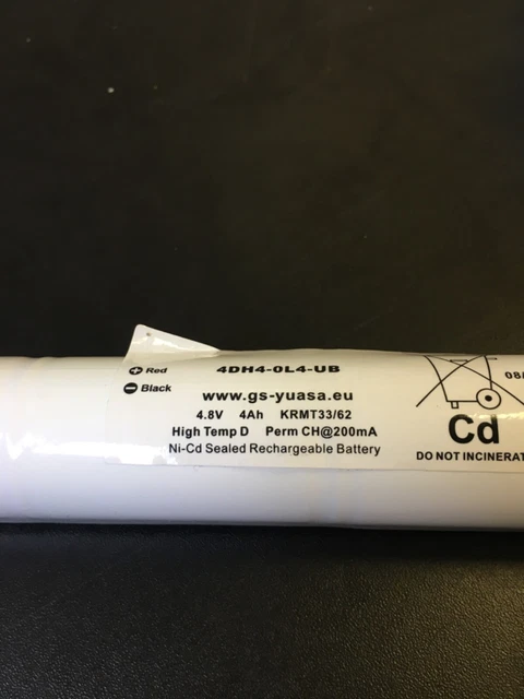 Yuasa 4DH4-0L4, 4,8 V 4AH Ni-Cd Batteria illuminazione di emergenza ricaricabile
