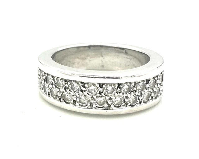Bague Or 18 Carats Avec Diamants 0,76 Carat - Modèle Tank éternité - Taille 55, 14,78 G - Occasion