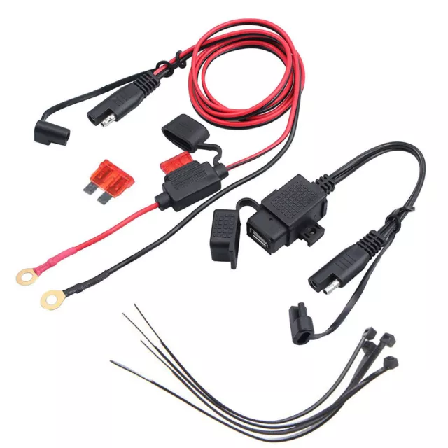 2.1A Motorcycle SAE Cable USB Adapte Waterproof Charger Socket Battery Tender US