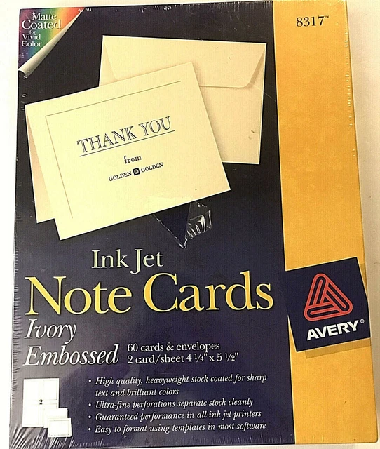 Avery Note Card - For Inkjet Print - 5.50" X 4.25" - Matte - 60 / Box - Ivory