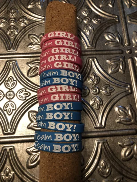 gender reveal party bracelets team boy and team girl 7 Of Each Team Pink /blue￼￼