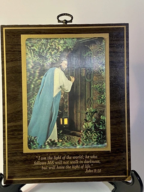 1960S 3D JESUS Knocking At The Door Holographic Image On Plaque W/Quote ...