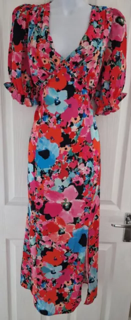 Women's Lipsy Dress NEW Maxi Uk14 Floral Boho Sexy RRP£52 Pink Blue Holiday