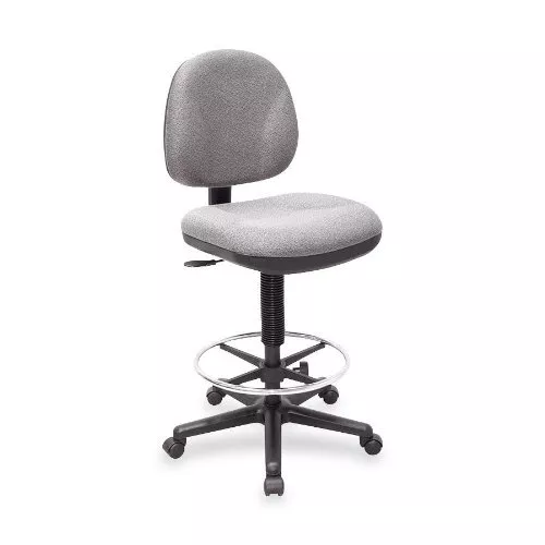 Lorell Pneumatic Adjustable Multi-task Stool - Gray Seat - Back - Frame - 24" X