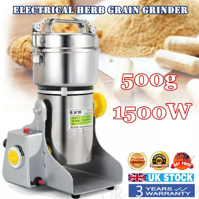 500g Electric Grain Mill Machine Cereal Spice Grinder 2800W Herb Bean Superfine