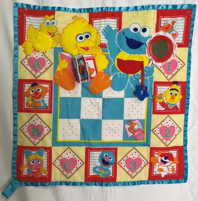 Vtg Playskool Fold n Go Sesame Street Muppet Play Mat Quilt Baby Toddler 1989