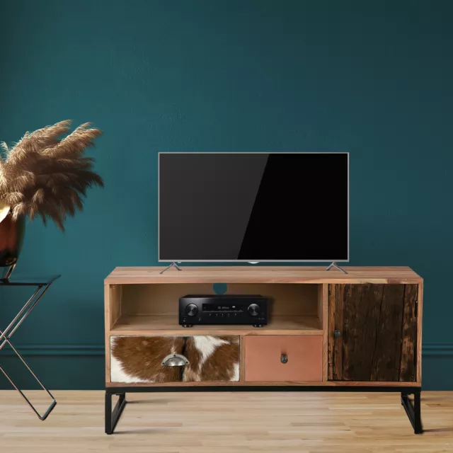 WOMO-DESIGN Mesa multimedia salón soporte consola mueble madera industrial 100cm