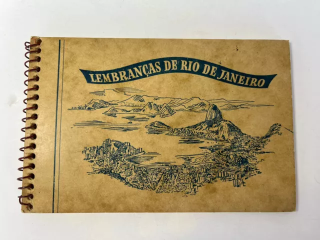 Vintage 1940-50's Remembrances of Rio De Janeiro, Brazil Postcards Book Of 10.