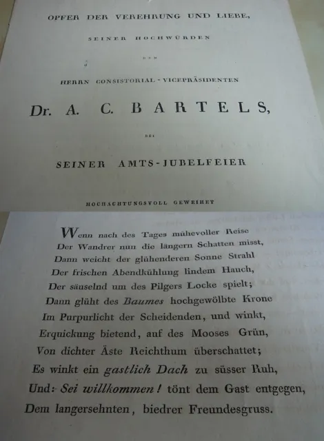 Theologen Lentz : Presión 1823 , Poema Aniversario Abt + (Pequeña Riddagshausen)
