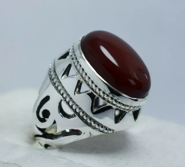 925 Sterling Silver White Agate Aqeeq and Zircon Stone Mens Ring –  silverbazaaristanbul