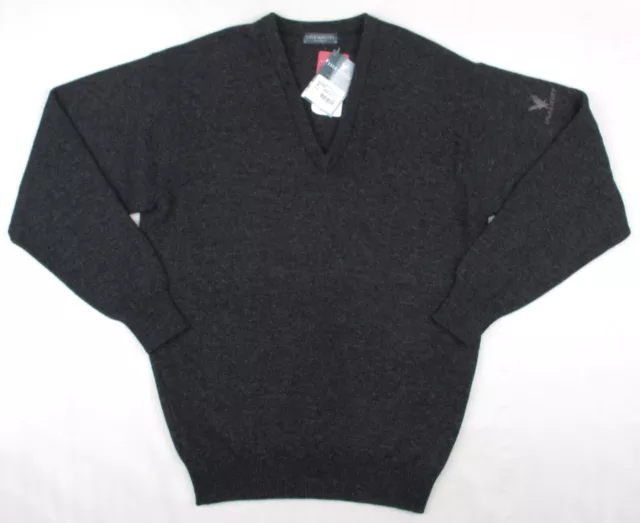 NEW LYLE & SCOTT Men's Charcoal 100% Lambswool V Neck Jumper Pullover S BNWT