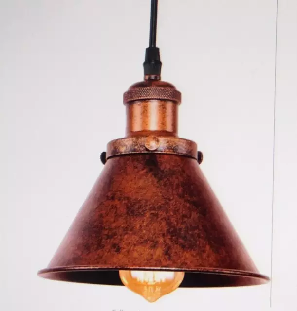 Rustic Industrial Farmhouse Pendant Lamp Antique Copper finish- NEW in box!