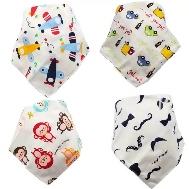 BABY Boys Girls BIBS bib 4 Pack COTTON FEEDING Dribble Bandana Apron 3