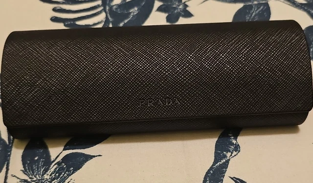 NEW BLACK PRADA Designer Hard Clamshell Glasses Case with Cloth