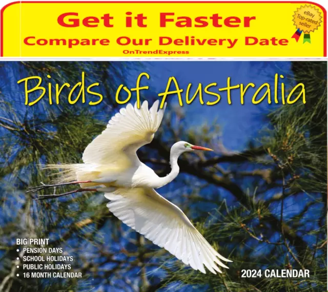 2024 CALENDAR BIRDS Of Australia Big Print Wall Calendar by Bartel