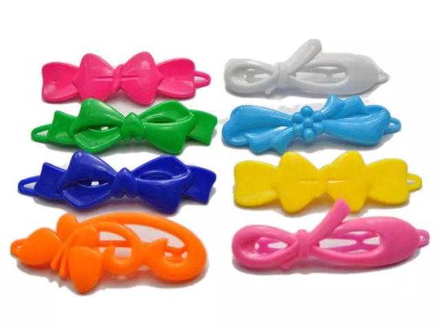 24 Mixed Color Assorted Plastic Hair Frog Barrette Clip Bow Pin DIY Craft