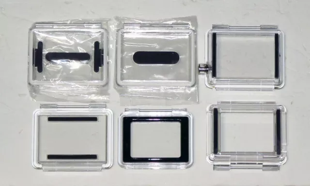 Lote de puerta trasera genuino GoPro (5 grandes + 1 más pequeño) -- la mayoría sin usar -- envío gratuito