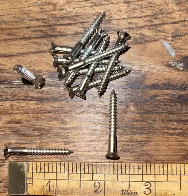 # 8 X 1-1/2” Wood Screw Slotted Flat Head Nickel Plated 2