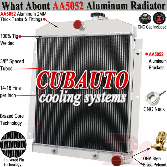 3-Row Aluminum Radiator With 16" Fan Shroud For 1947-1954 Chevy Truck 3100/3600/3800 (L6 3.8L Engine) 10 thumbnail image