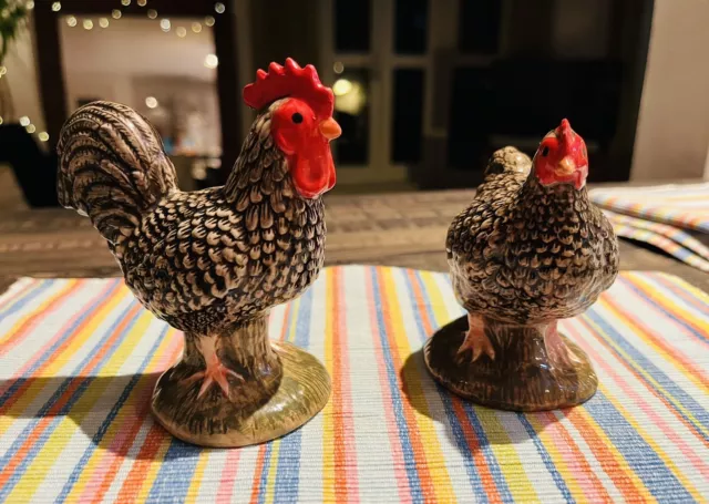 Quail Ceramics Maran Cockerel & Hen Salt And Pepper Shakers Stoppers Vgc Unboxed