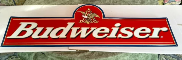 Budweiser Anheuser Busch Logo Metal Beer Sign  46" New Old Stock