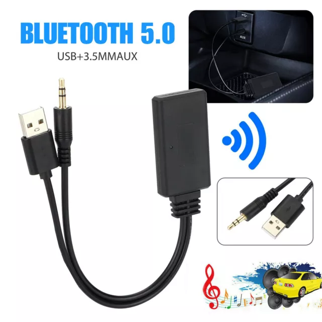 For Car AUX Speaker Bluetooth 5.0 Receiver Adapter USB 3.5mm Jack Stereo Audio