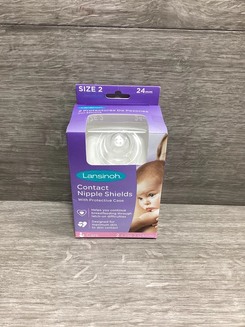 Lansinoh Contact Nipple Shields 2 Count 24mm w/ Carry Case New
