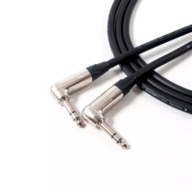 ¼" Jack to Jack Lead SOMMER CARBOKAB Angled 6.35mm TRS Stereo Balanced Cable.