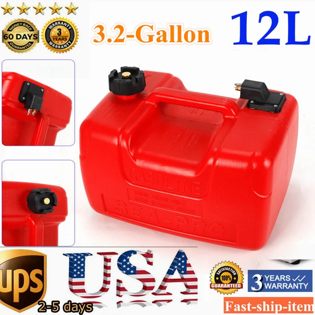 3.2 GALLON BOAT Fuel Tank 12L Low Profile Red Plastic Outboard Motor