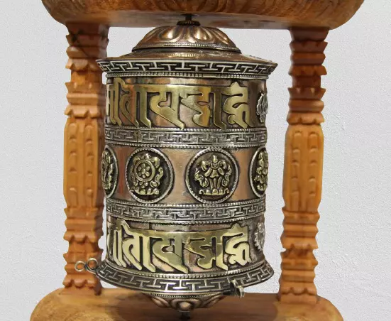 Tibetan Buddhist Handcrafted Spinning Prayer Wheel for Wall Hanging~Nepal WO-525 3