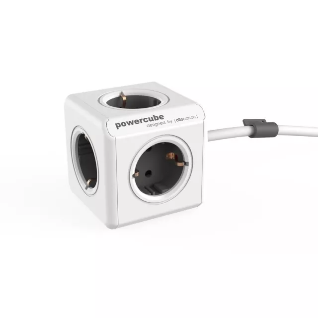 Allocacoc Extended PowerCube mit 1,5m Kabel, Typ F Schuko - Grau