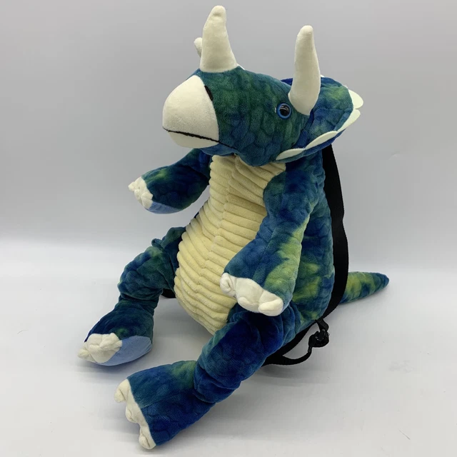 ADVENTURE TRICERATOPS Dinosaur Backpack Tie Dye Blue Plush