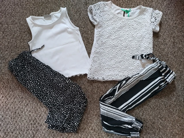 Girls Outfits Bundle Next/Matalan Tops And Next/Primark Trousers 5-6 Years