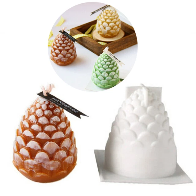 3D Cake Mold Pine Cone Xmas Candle Wax Making Mould Tool DIY Silicone
