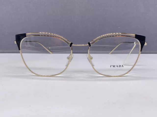 Prada Brille Damen Quadratisch Schwarz Gold Cat Eye  VPR 03V Metall