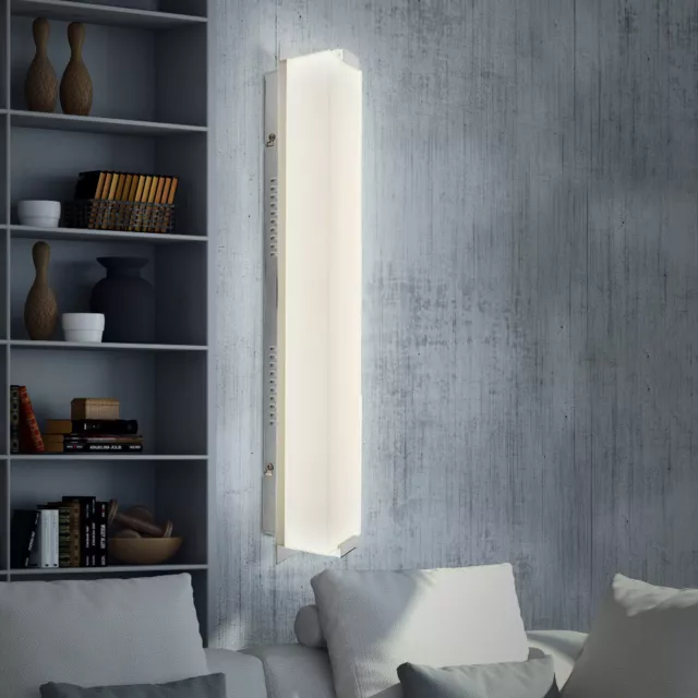 Wandleuchte Wandlampe Flurleuchte Schlafzimmer Glas satiniert länglich Chrom LED