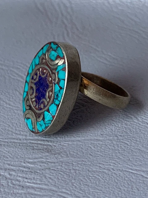 Beautiful Post Medieval Islamic Silver Ottomans Seal Ring With Turquoise Stone