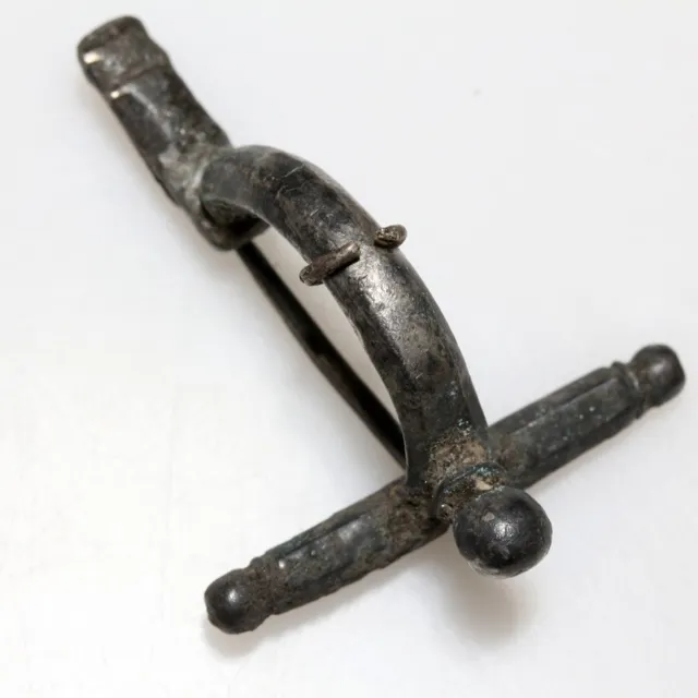 Ancient Roman-Military silver crossbow fibula brooch-circa 300-400 A.D